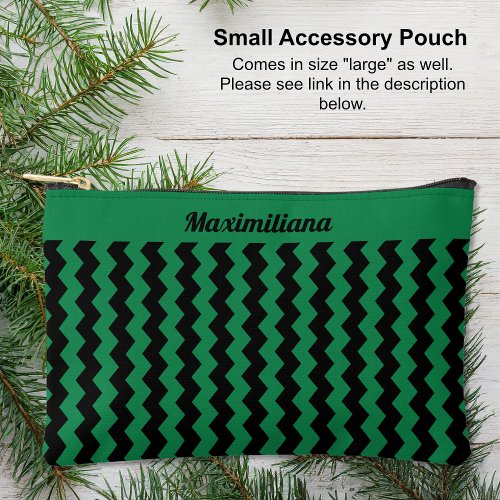 Green and Black Chevrons _ SMALL Accessory Pouch