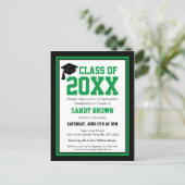 Green and Black Class Year Graduation Invitation (Standing Front)