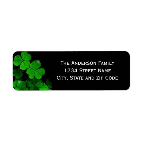 Green and Black Clover Return Address Label