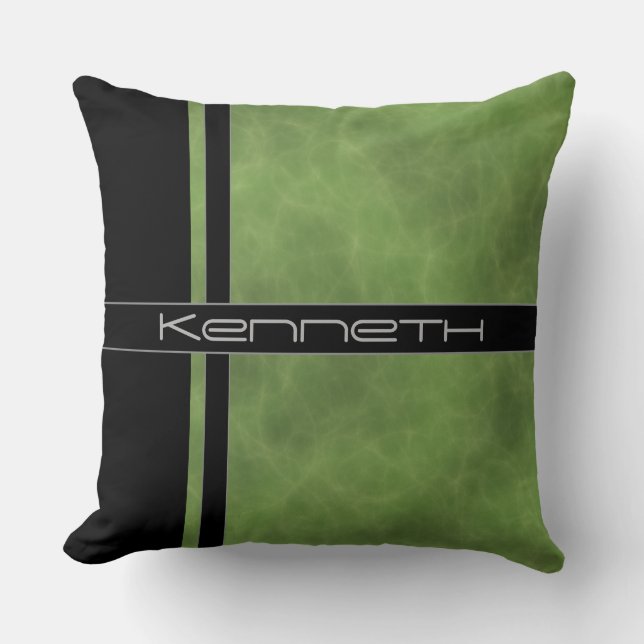 Green and Black Color Block Throw Pillow (Front)