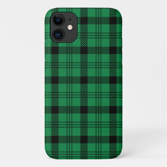 Green and Black Cozy Plaids Case-Mate iPhone Case (Back)
