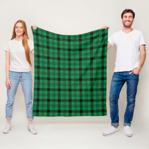 Green and Black Cozy Plaids Fleece Blanket
