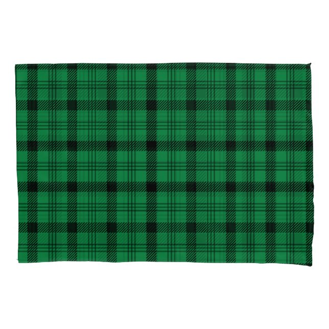 Green and Black Cozy Plaids Pillow Case (Front)
