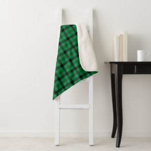 Green and Black Cozy Plaids Sherpa Blanket
