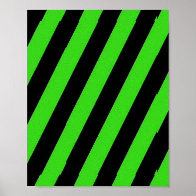 Green and black diagonal stripes pattern poster (Front)
