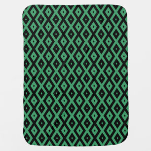 Green and black diamond pattern baby blanket
