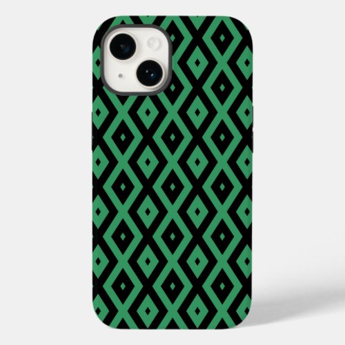 Green and black diamond pattern Case_Mate iPhone 14 case