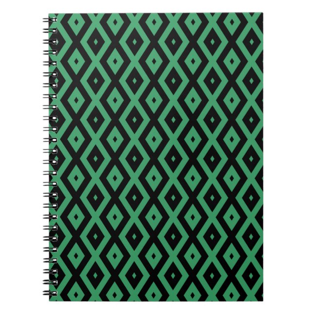 Green and black diamond pattern notebook (Front)