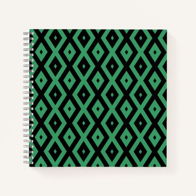Green and black diamond pattern notebook (Front)