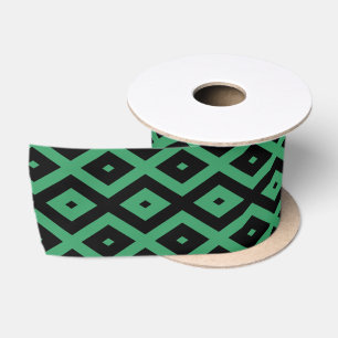 Green and black diamond pattern satin ribbon