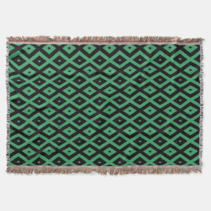 Green and black diamond pattern throw blanket
