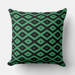 Green and black diamond pattern throw pillow