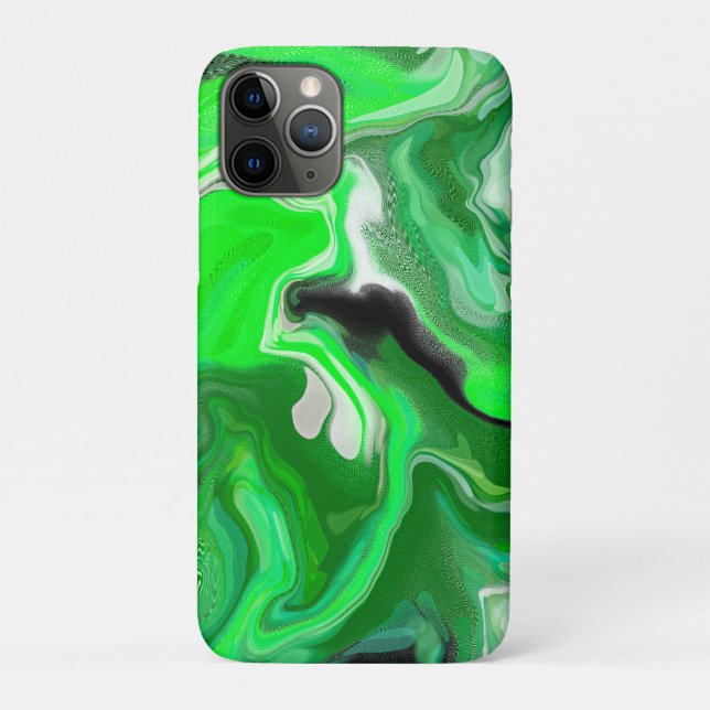 Green and Black Digital Fluid Art Pour Painting    Case-Mate iPhone Case (Back)
