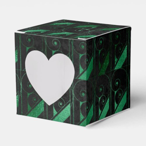 Green and Black Faux Foil Art Deco Favor Boxes