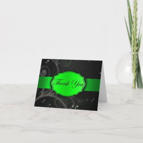 Green and Black Floral Thank You Card