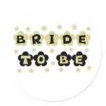 Green and Black Flowers Bride to Be Classic Round Sticker
