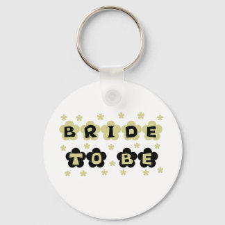 Green and Black Flowers Bride to Be Keychain