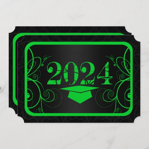 Green and Black Frame Graduation Party Invitation
