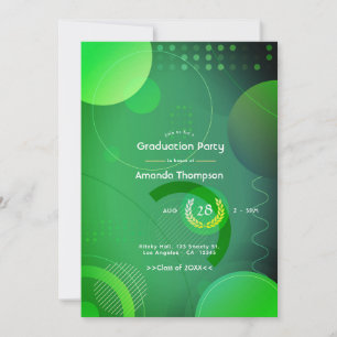 Green and Black Geometric Graduation Party Invitation