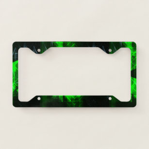 Green and Black Geometrical Abstract Pattern License Plate Frame