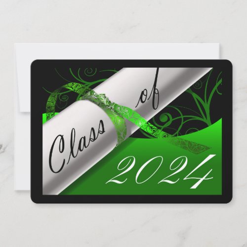 Green and Black Graduation Announcement