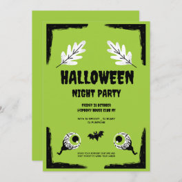 Green and Black Halloween Party, Halloween Party Invitation