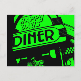 Green and Black Happy Days Diner Postcard