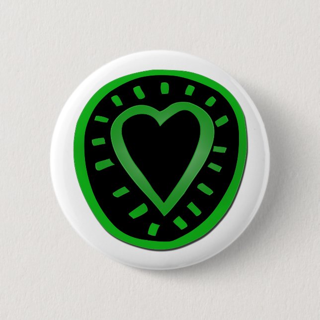 Green and black Heart -1- Pinback Button (Front)