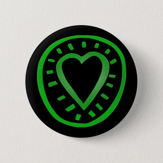 Green and black Heart -2- Pinback Button (Front)