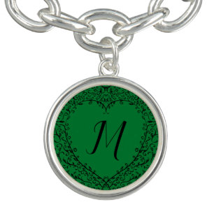 Green and Black Heart Gothic Wedding Elegant Bracelet