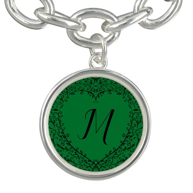 Green and Black Heart Gothic Wedding Elegant Bracelet (Design)