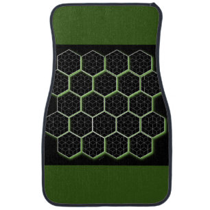 Green and Black Honeycomb Car Floor Mat