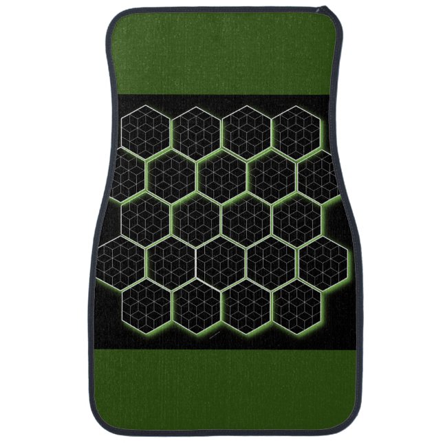 Green and Black Honeycomb Car Floor Mat (Front)