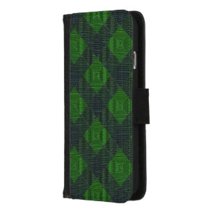 Green and black inclined squares or chess iPhone 8/7 wallet case