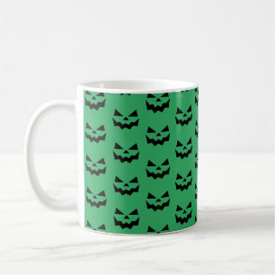Green and Black Jack-o-lantern pumpkin face Coffee Mug