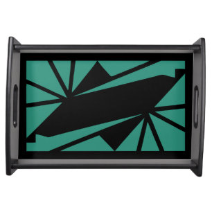 Green and Black Jazz Age Art deco Serving Tray