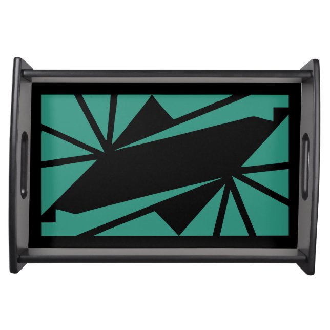 Green and Black Jazz Age Art deco Serving Tray (Front)