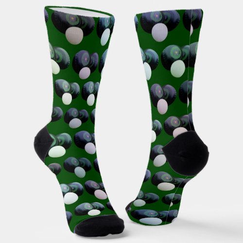 Green And Black Lawn Bowls Crew Socks