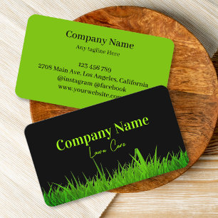 Green And Black Lawn Care Landscaping Services Business Card