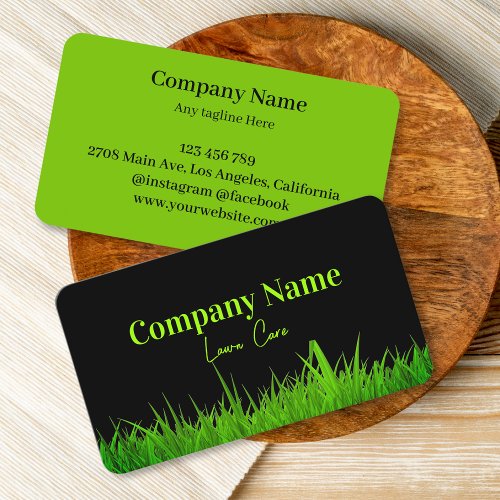 Green And Black Lawn Care Landscaping Services  Business Card