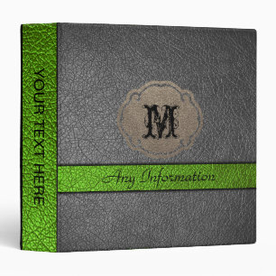 Green and Black Leather 3 Ring Binder