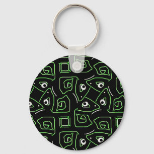 Green and black lizard pattern keychain