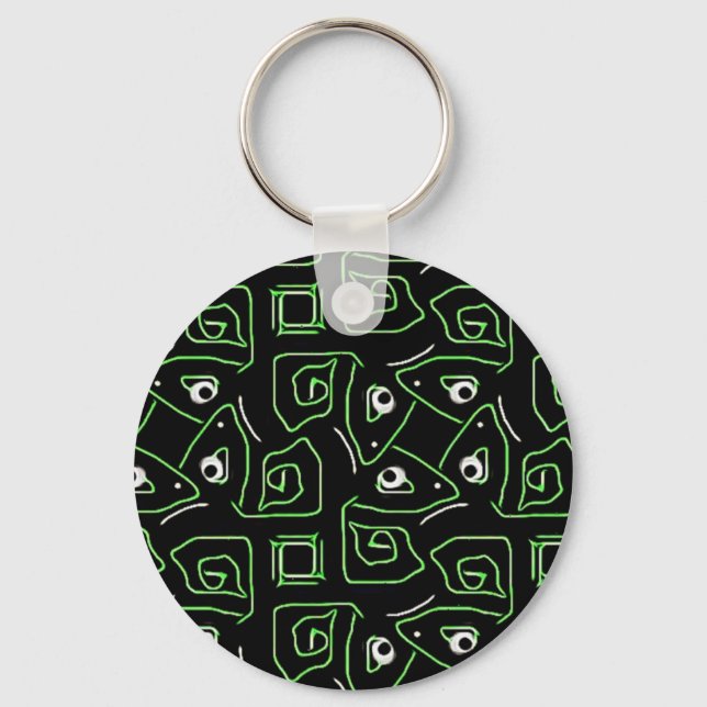 Green and black lizard pattern keychain (Front)