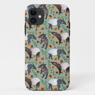 Green and Black Malayan Tapir Animal Pattern iPhone 11 Case