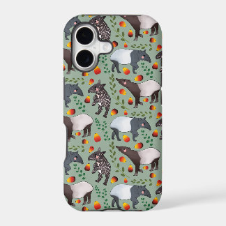 Green and Black Malayan Tapir Animal Pattern iPhone 17 Case