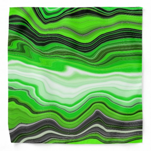 Green and Black Marble like Striped Fluid Art     Bandana