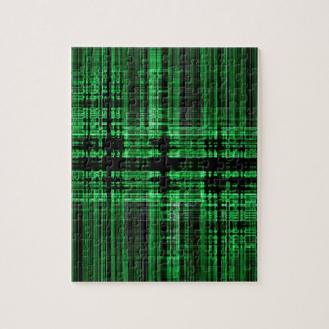 Green and black matrix pattern jigsaw puzzle (Vertical)