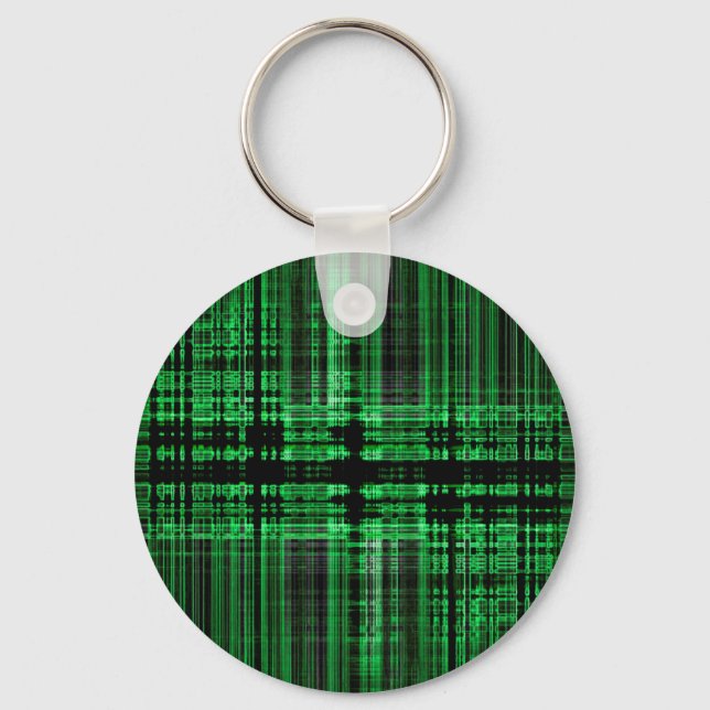 Green and black matrix pattern keychain (Front)
