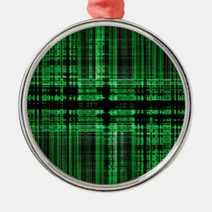 Green and black matrix pattern metal ornament