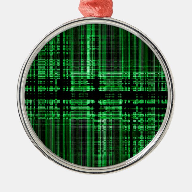 Green and black matrix pattern metal ornament (Front)